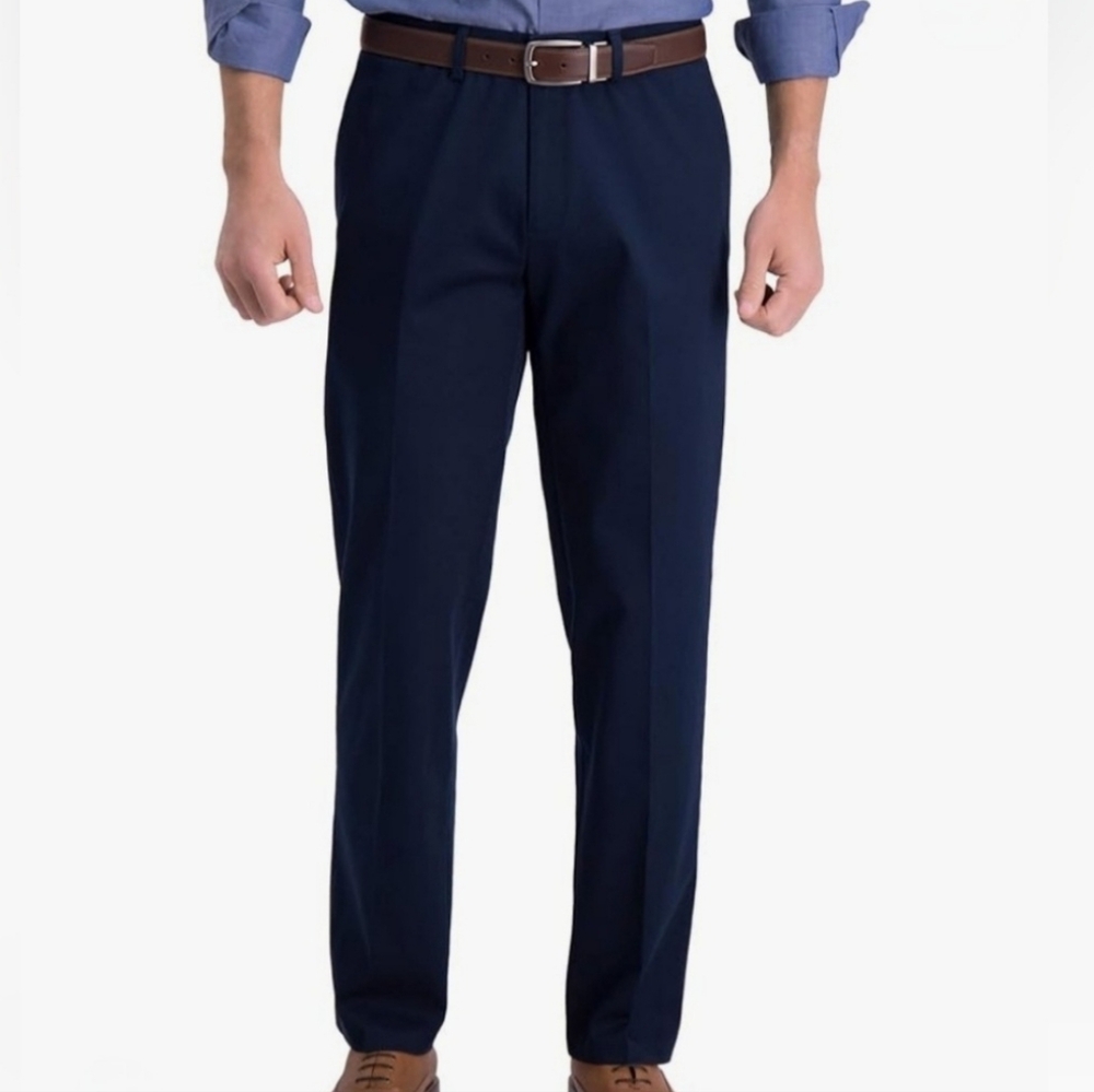 Haggar Classic Fit Premium No Iron Khaki Pants Navy Blue 44 X 30